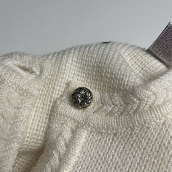 Vintage Wool Blend Ivory Boxy Cardigan M Crop Ladies Preppy Cottagecore Grandma - Picture 11 of 13
